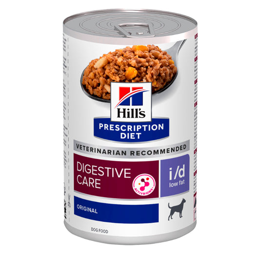Hills Canine I/D Low Fat : Nourriture faible en gras pour chiens, paquet de 12 boîtes x 360 gr