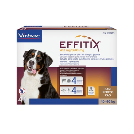 Effitix 4 Pipettes pour chiens 40-60 Kg