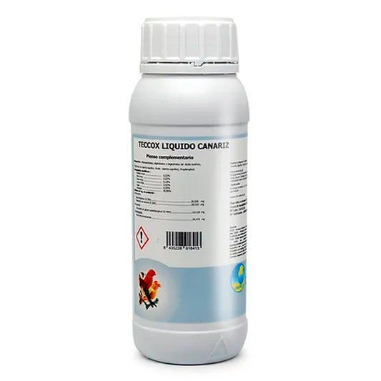 Teccox Canariz Liquid 500 ml : Formule avancée anticoccidiose et antibactérienne pour canaris