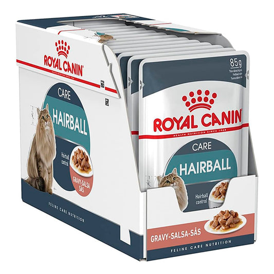 Soins de balle de cheveux Royal Canin: nourriture mouillée en sauce pour le contrôle de la balle de cheveux, pack d'enveloppe 125 g