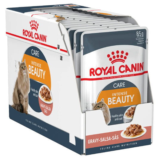 Soins des cheveux et de la peau royaux de la canin royal: nourriture humide en sauce pour les soins aux fourrures et la peau, 125gr 12 enveloppe Pack