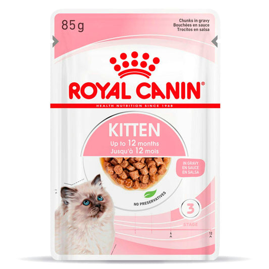 Kitten royal canin: nourriture humide en sauce chaton, pack d'enveloppe 125gr 12