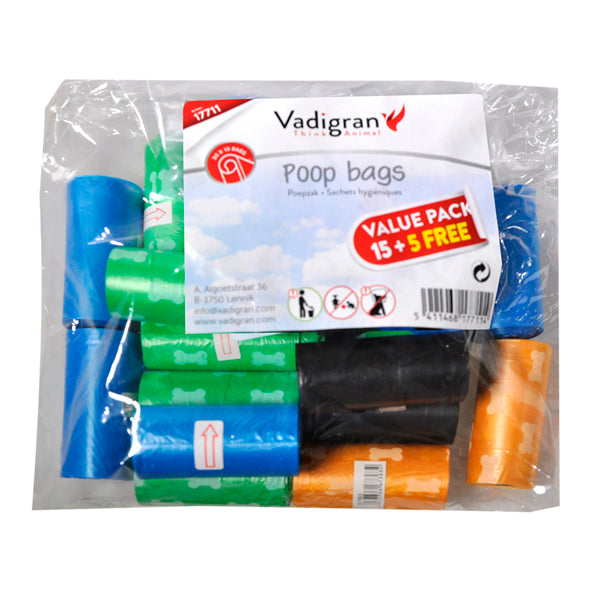 Pack économique de sacs d'hygiène Vadigran (15+5 rouleaux gratuits)